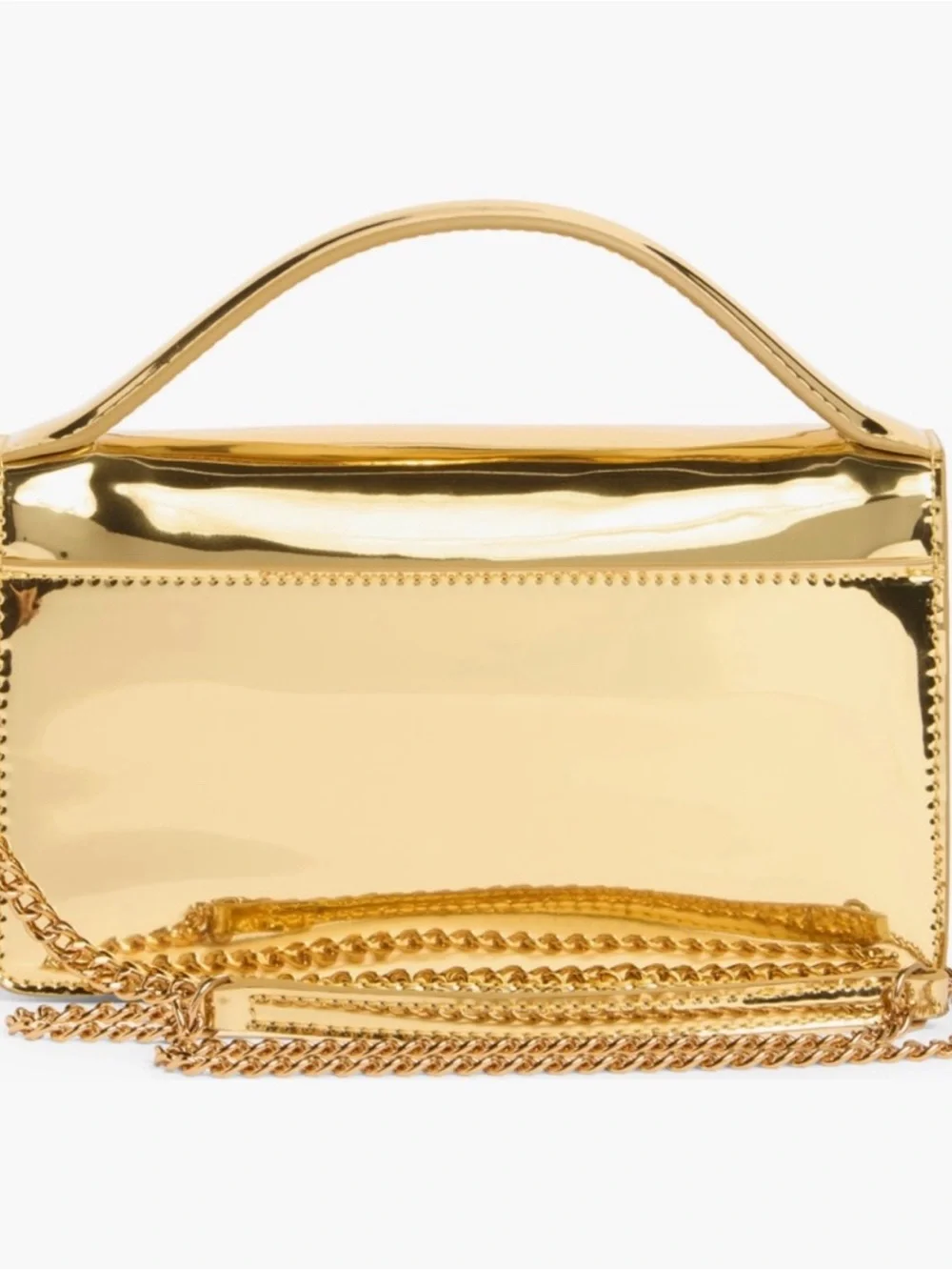 Kurt Geiger Gold Metallic Top-Handle Clutch with Acorn Accent
